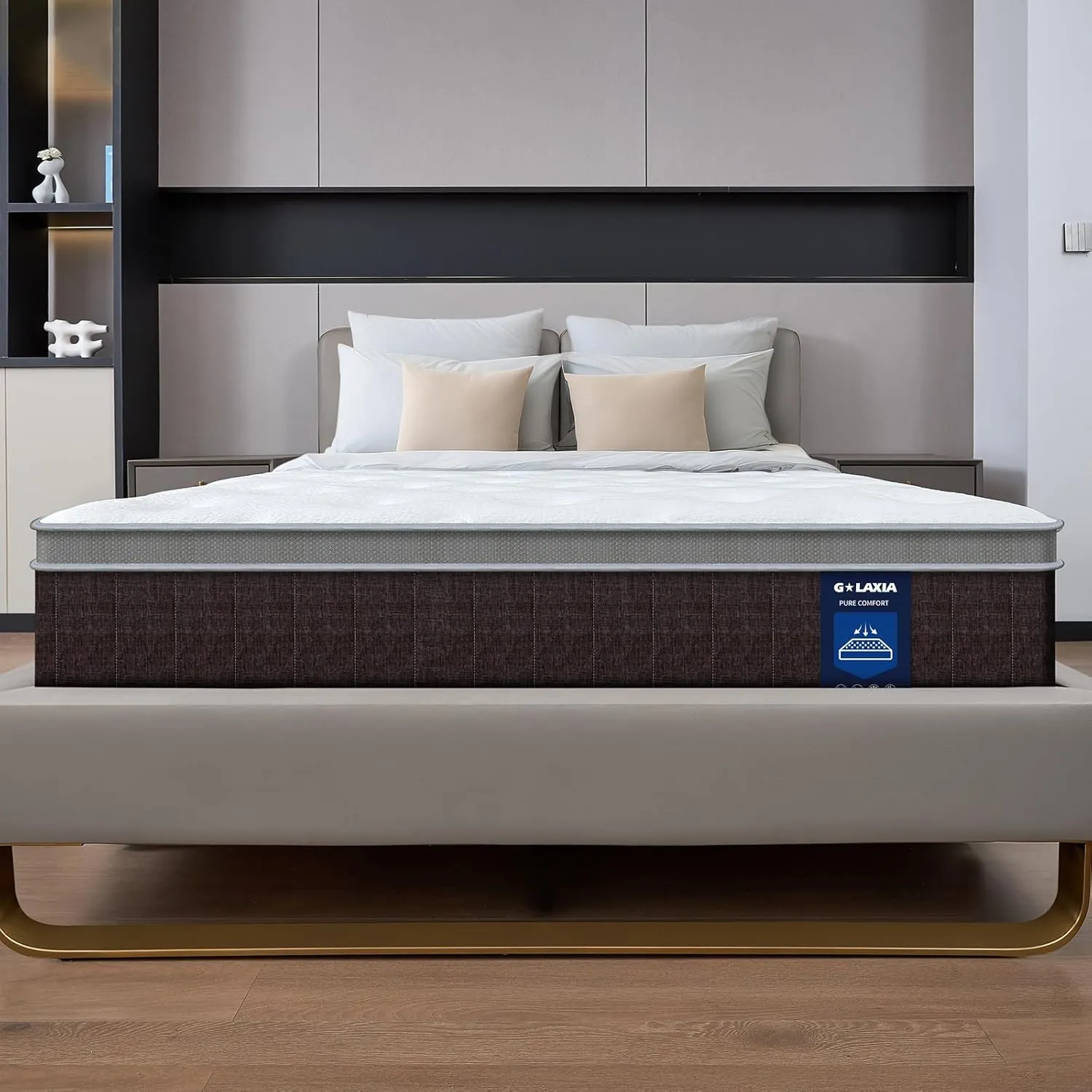 12 Inch Dark Grey Queen Spring Mattress,Medium Firm with Gel Memory Foam,Individually Pocketed Coil,Fiberglass-Free Fire Retardant CertiPUR-US Certified,80"*60"*12"