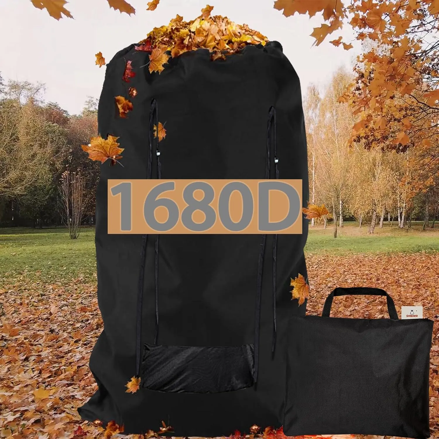 1680D Anti-Tear Lawn Tractor Leaf Bag, Waterproof Leaf Bag for Riding Lawn Mower with Side Zipper and Mesh for No Dust Blow Back, Fast & Easy Leaf Collection (54 Cu. Ft, 96"×56")