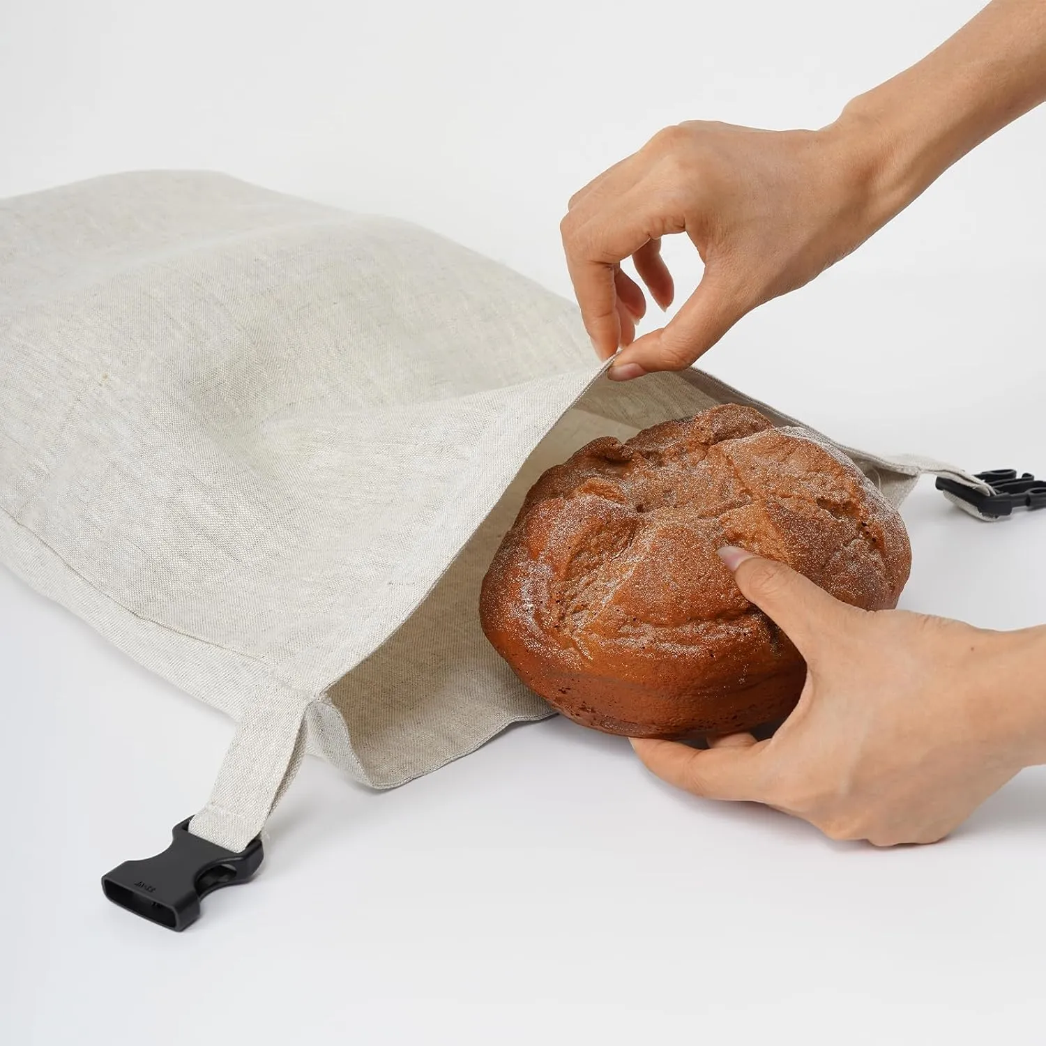 2 Pack 100% Linen Bread Bags for Homemade Bread Sourdough 13 x 19.6 Inch Reusable Bread Storage Bag 7.8 x 28.7 Inch for large Baguette (White)
