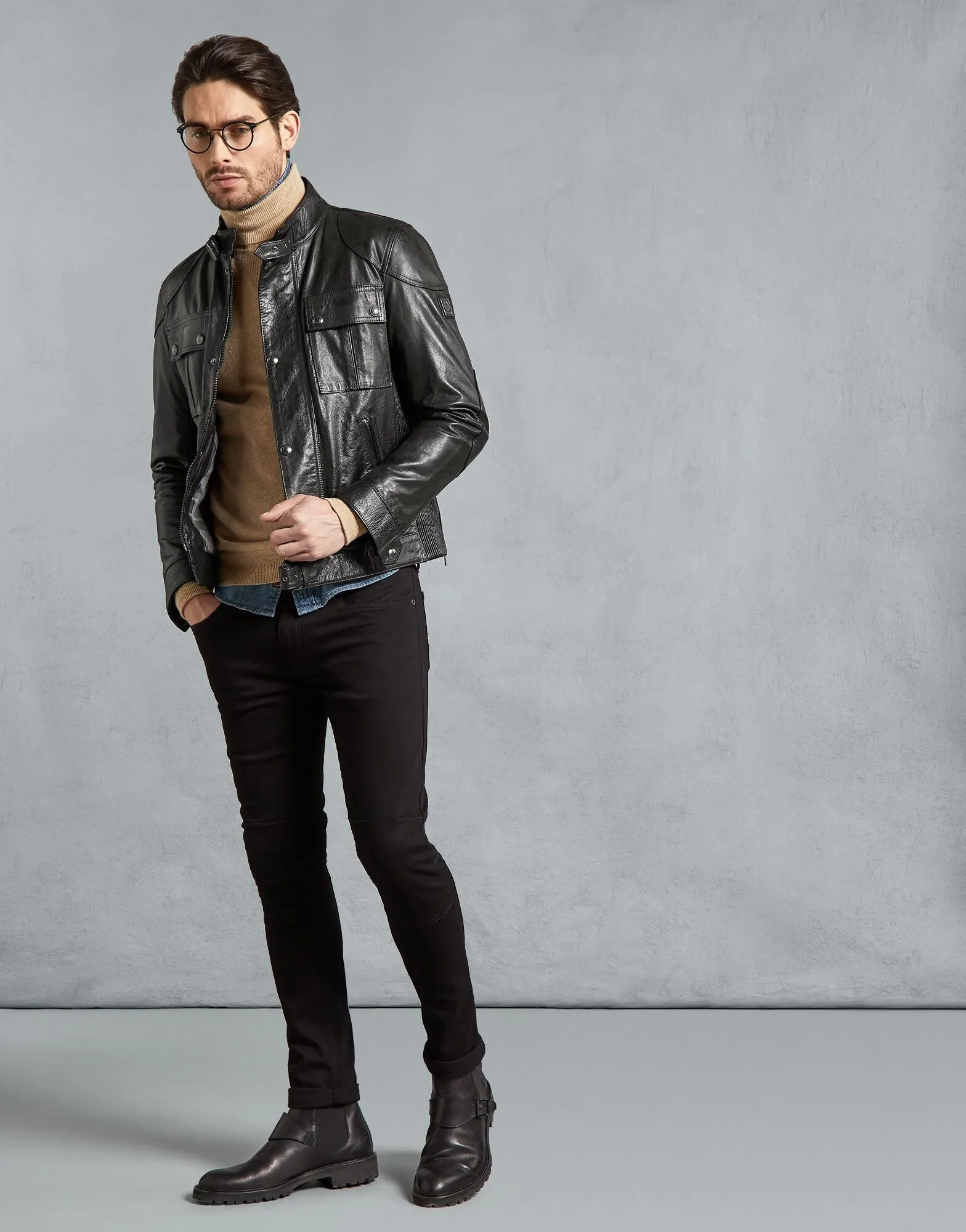 2.0 Leather In GANGSTER BELSTAFF Practical design End-to-end encryption Hand-Waxed LEATHER JACKET Black