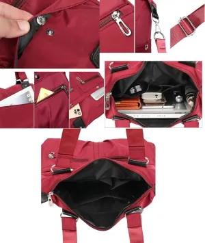 2023 New Large Capacity Waterproof Multi Pocket Shoulder Bag, Women Crossbody Bag, Multi-Pocket Nylon Bags, Tote Bag (Red)