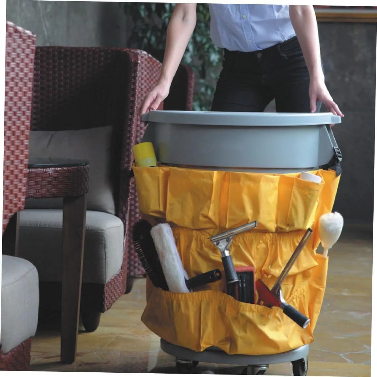2pcs Heavy Duty Bag Commercial Cleaning Compatible Garbage Bins Ideal Organizing Cleaning Supplies Spray Bottles Towels Scrub Brushes 120L