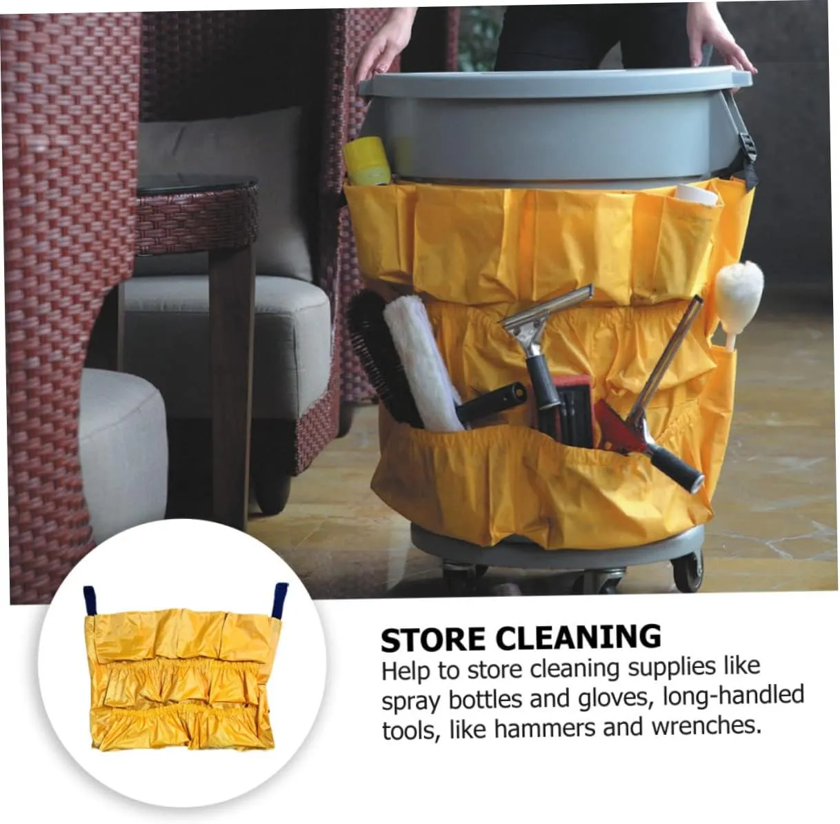 2pcs Heavy Duty Bag Commercial Cleaning Compatible Garbage Bins Ideal Organizing Cleaning Supplies Spray Bottles Towels Scrub Brushes 120L