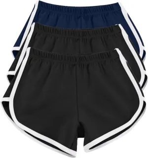3 Pack Women's Cotton Yoga Dance Short Pants Sport Shorts Summer Athletic Cycling Hiking Sports Shorts