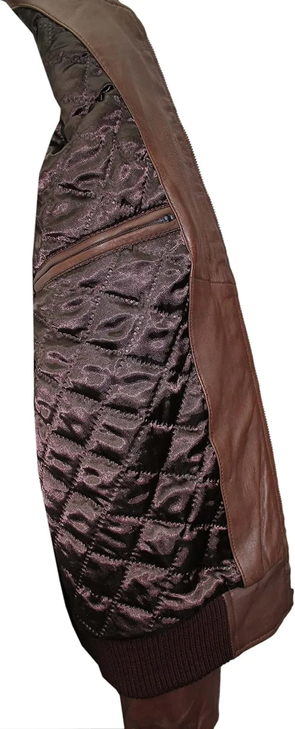 70'S Retro Bomber Men's Brown Classic Soft Italian Nappa Leather Jacket 1229