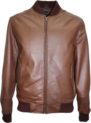 70'S Retro Bomber Men's Brown Classic Soft Italian Nappa Leather Jacket 1229