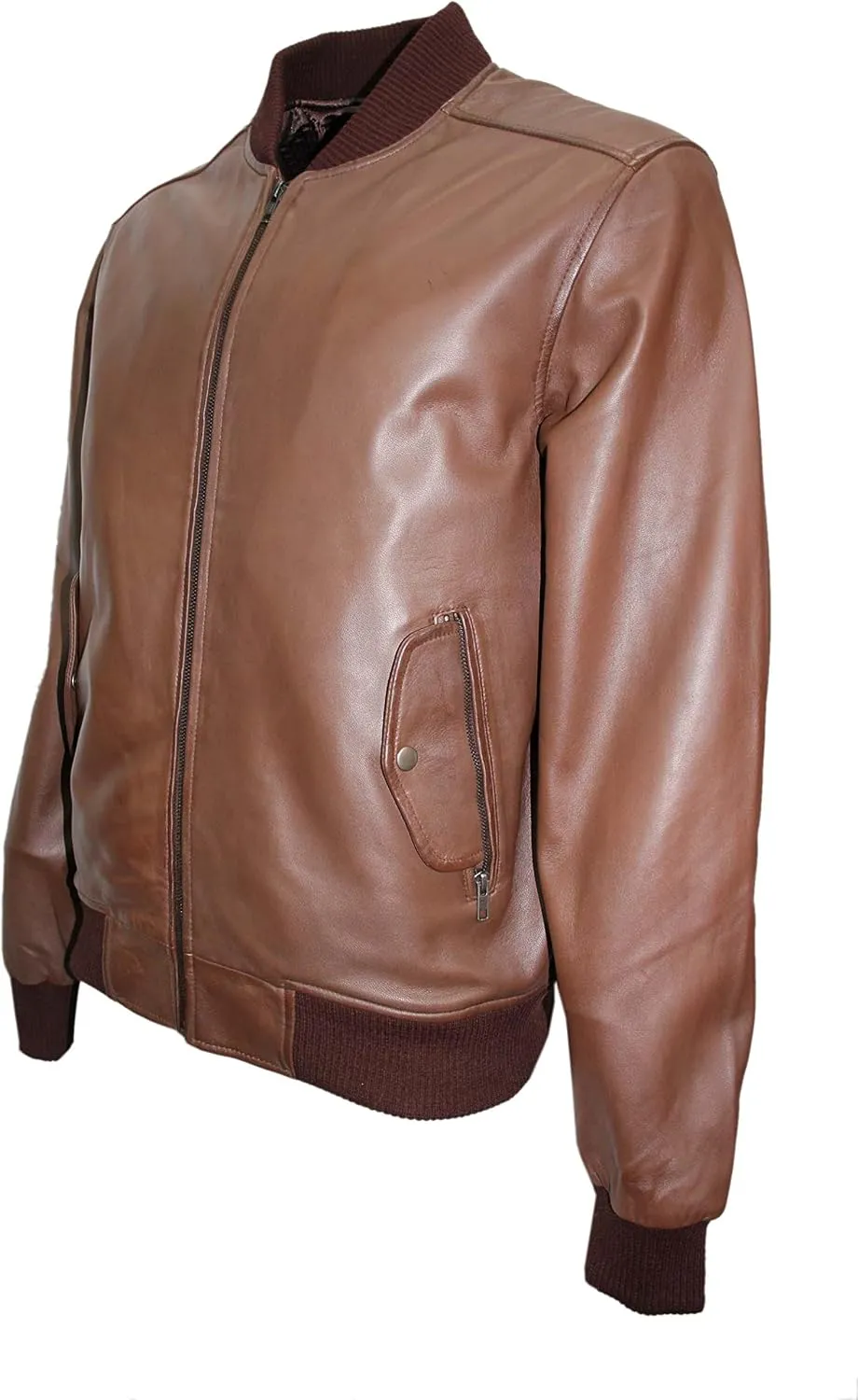 70'S Retro Bomber Men's Brown Classic Soft Italian Nappa Leather Jacket 1229