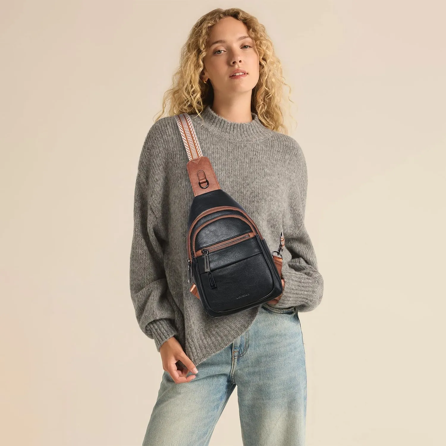 7L Sling Bag for Women Crossbody Bag Sling Purse Fanny Packs Vegan Leather Chest Bag Trendy Handbag Travel Anti Theft
