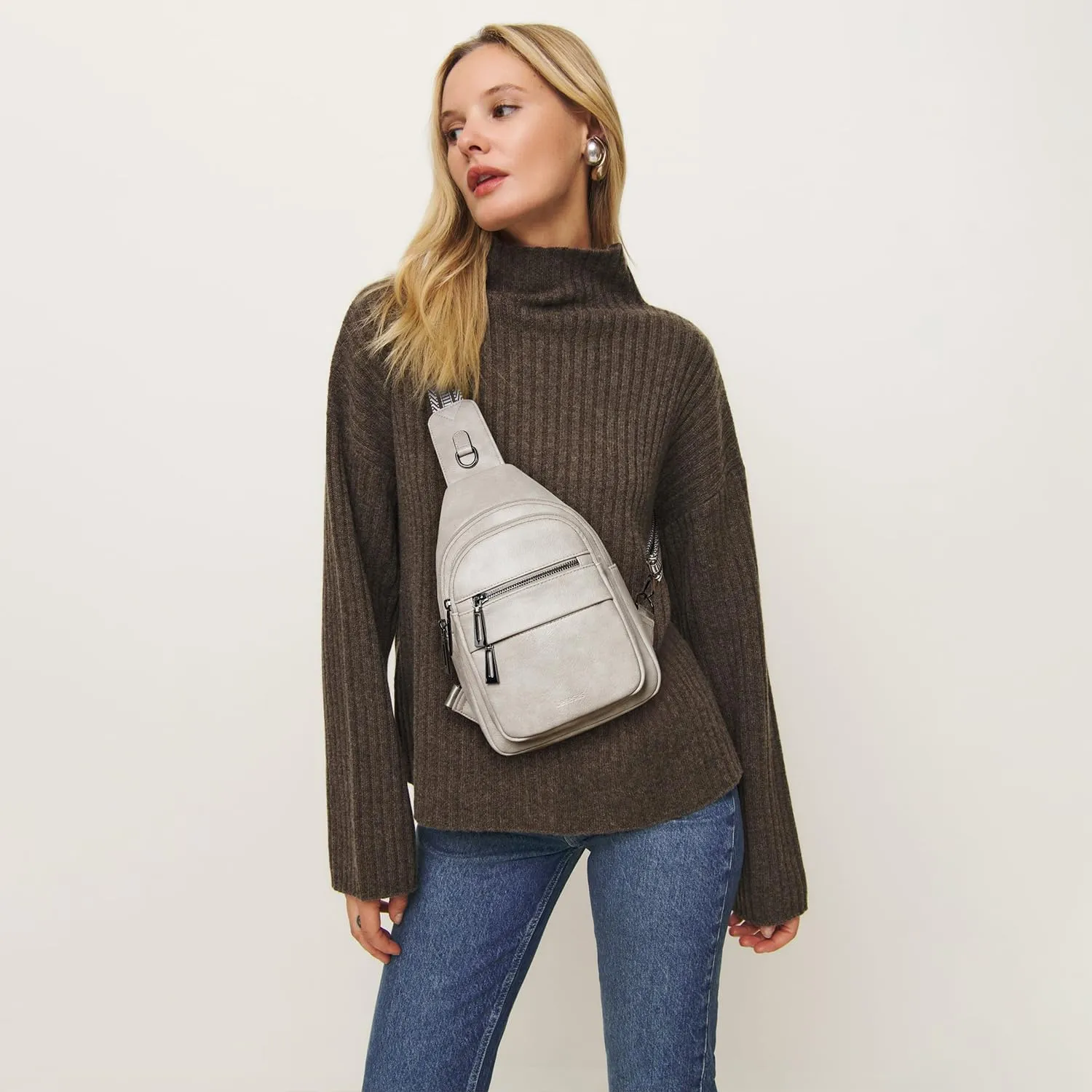 7L Sling Bag for Women Crossbody Bag Sling Purse Fanny Packs Vegan Leather Chest Bag Trendy Handbag Travel Anti Theft