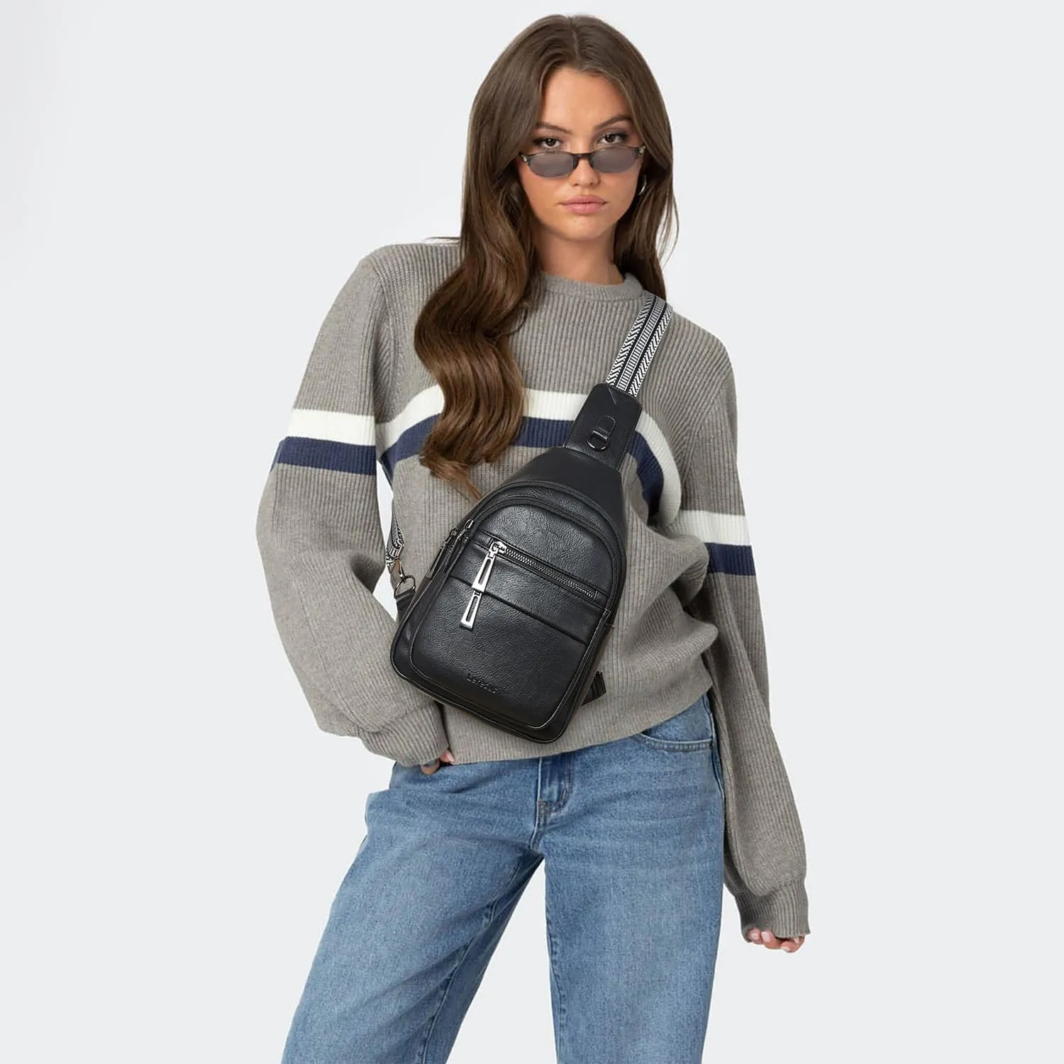 7L Sling Bag for Women Crossbody Bag Sling Purse Fanny Packs Vegan Leather Chest Bag Trendy Handbag Travel Anti Theft