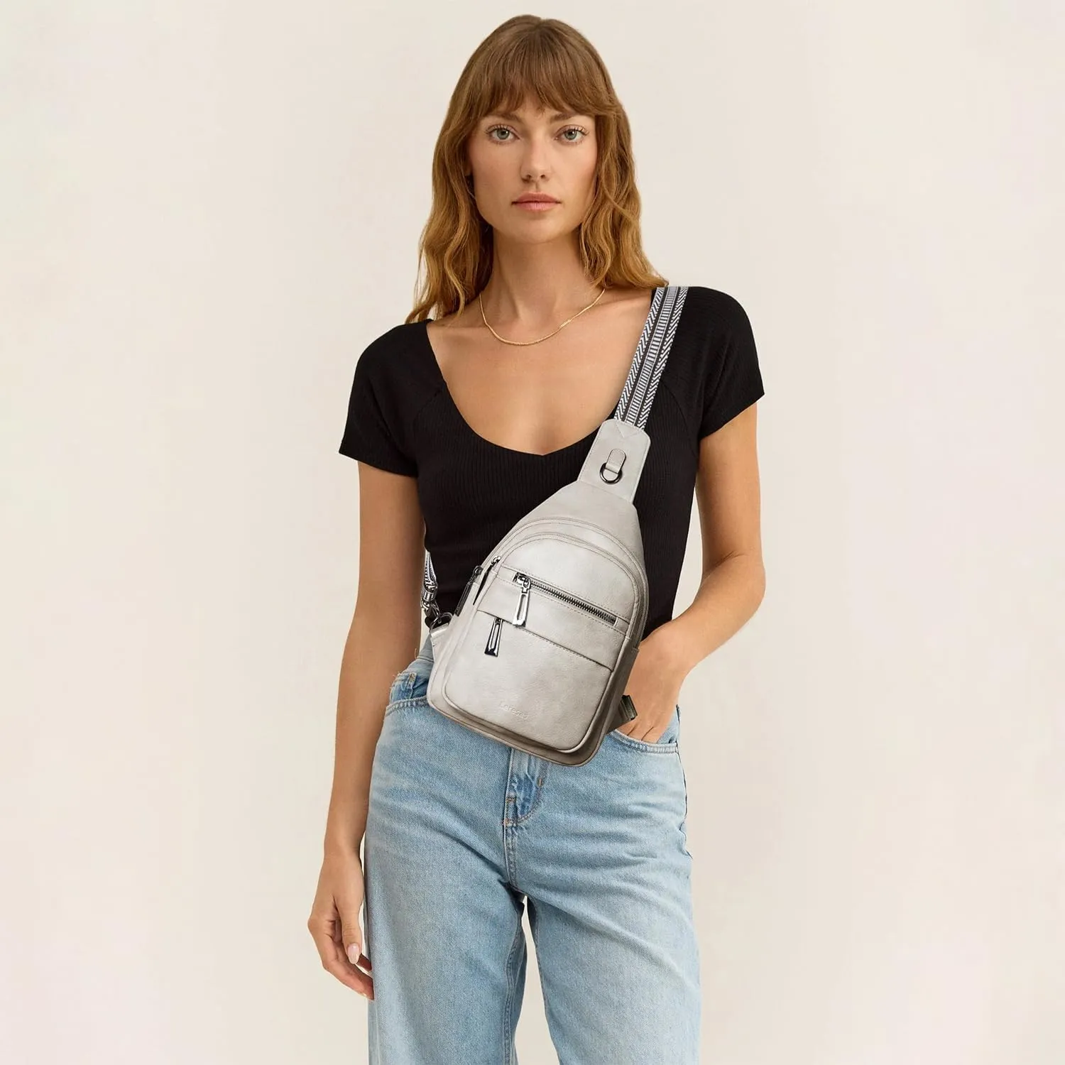 7L Sling Bag for Women Crossbody Bag Sling Purse Fanny Packs Vegan Leather Chest Bag Trendy Handbag Travel Anti Theft