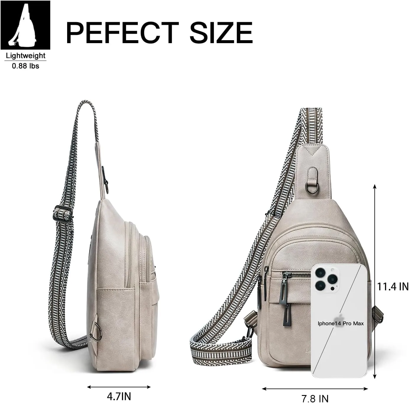 7L Sling Bag for Women Crossbody Bag Sling Purse Fanny Packs Vegan Leather Chest Bag Trendy Handbag Travel Anti Theft