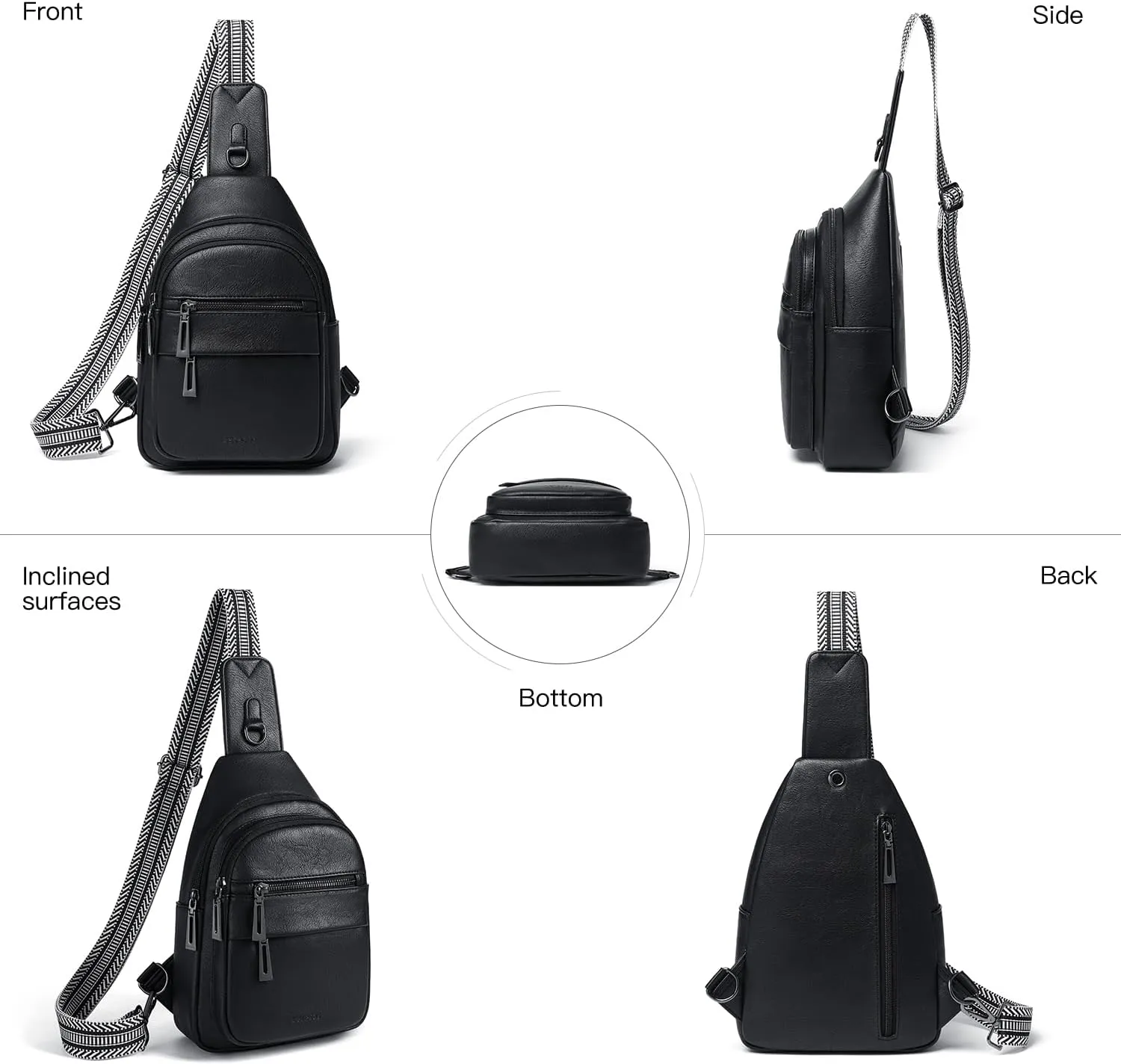7L Sling Bag for Women Crossbody Bag Sling Purse Fanny Packs Vegan Leather Chest Bag Trendy Handbag Travel Anti Theft