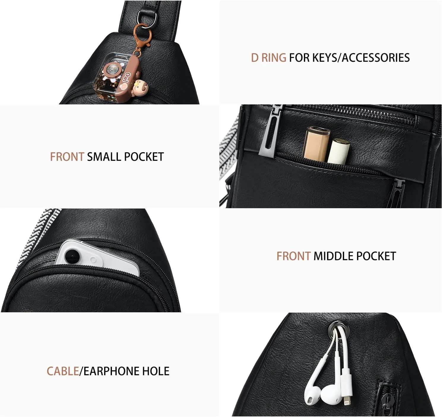 7L Sling Bag for Women Crossbody Bag Sling Purse Fanny Packs Vegan Leather Chest Bag Trendy Handbag Travel Anti Theft