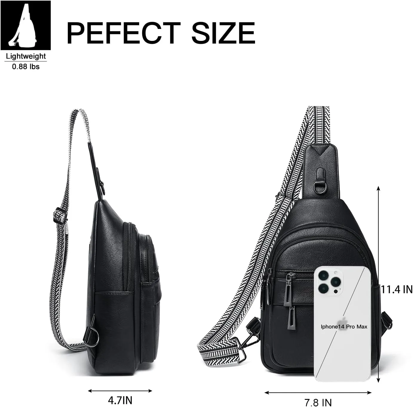 7L Sling Bag for Women Crossbody Bag Sling Purse Fanny Packs Vegan Leather Chest Bag Trendy Handbag Travel Anti Theft