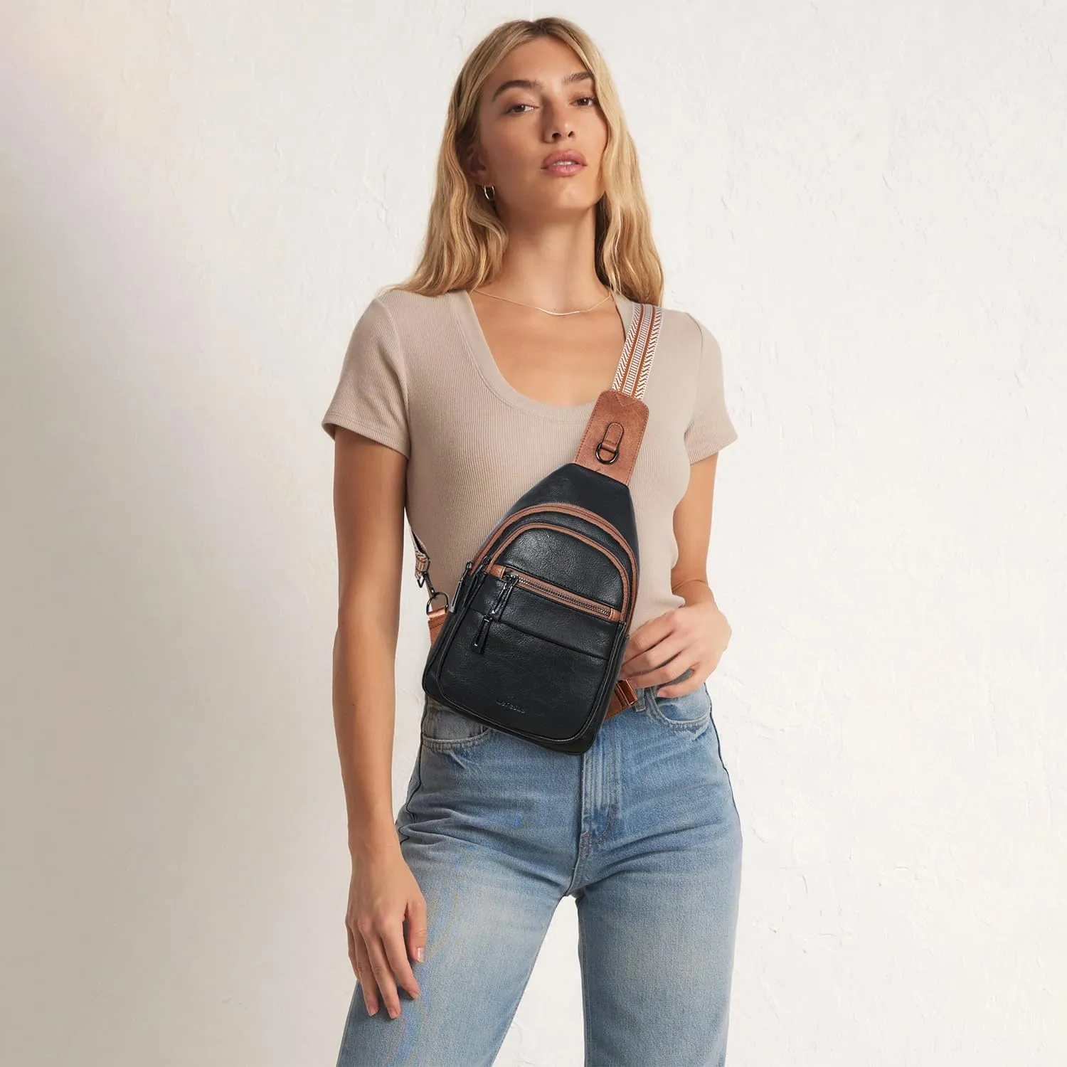 7L Sling Bag for Women Crossbody Bag Sling Purse Fanny Packs Vegan Leather Chest Bag Trendy Handbag Travel Anti Theft