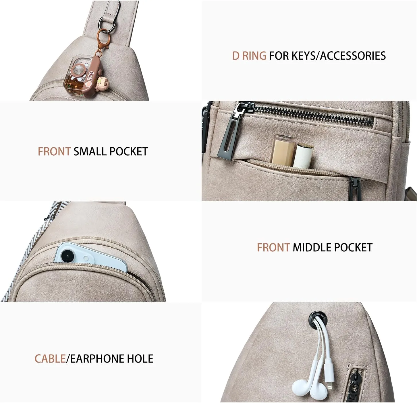 7L Sling Bag for Women Crossbody Bag Sling Purse Fanny Packs Vegan Leather Chest Bag Trendy Handbag Travel Anti Theft