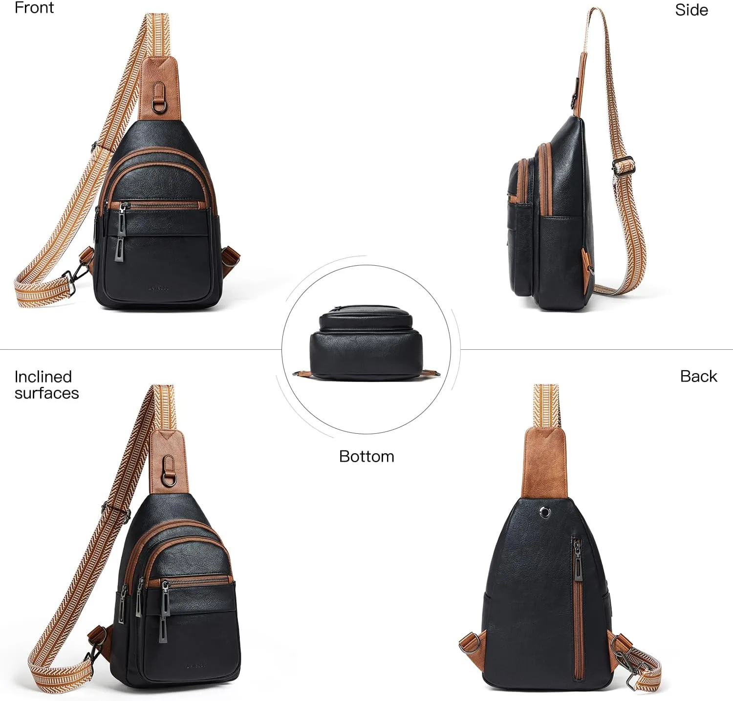 7L Sling Bag for Women Crossbody Bag Sling Purse Fanny Packs Vegan Leather Chest Bag Trendy Handbag Travel Anti Theft