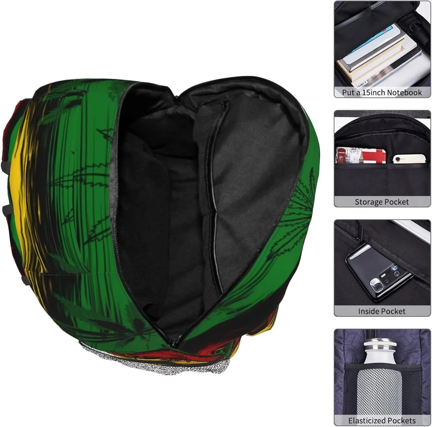 Abstract Jamaica Flag Colors Backpack For College School Large Laptop Bag Shoulder Bags Student Bookbag 17 Inch