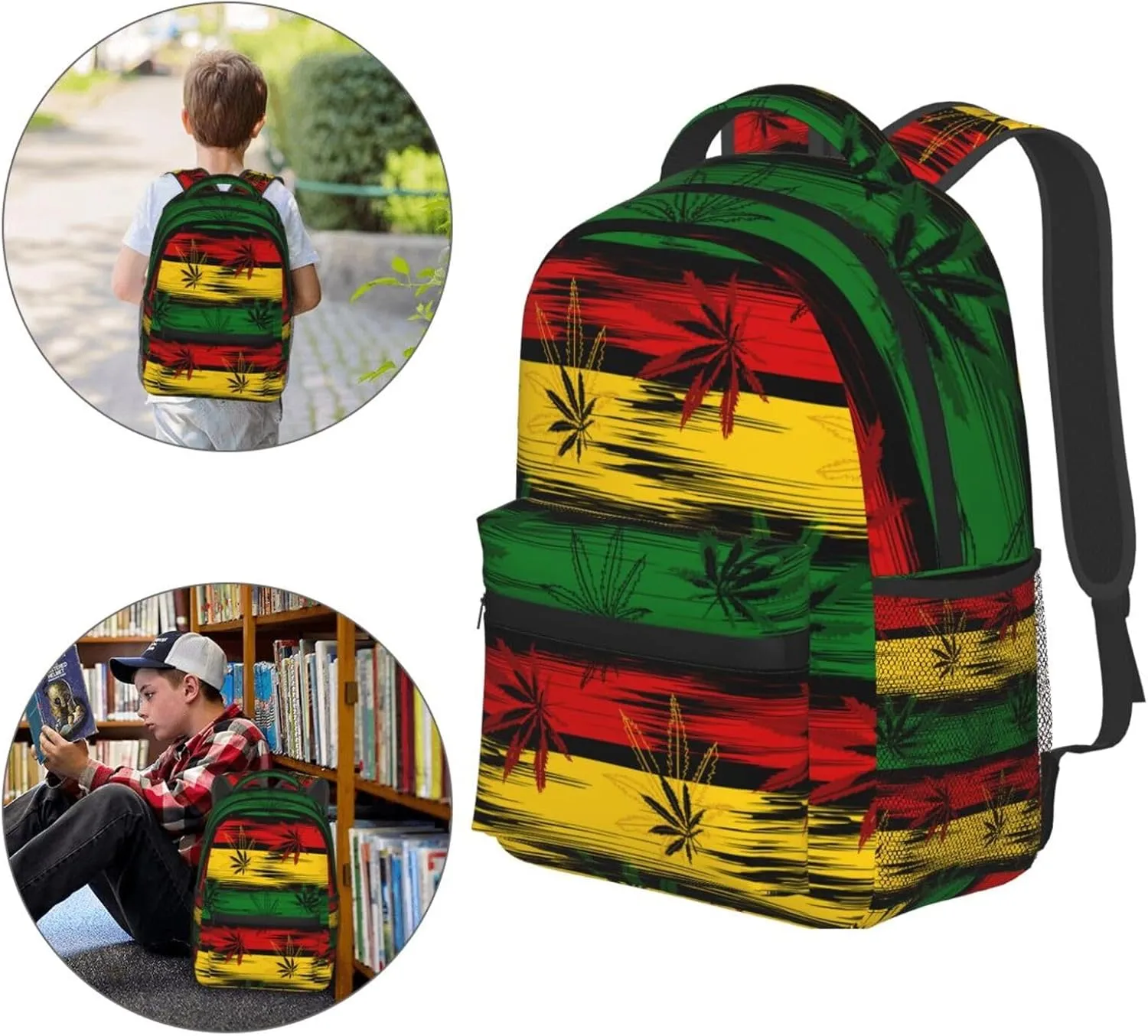 Abstract Jamaica Flag Colors Backpack For College School Large Laptop Bag Shoulder Bags Student Bookbag 17 Inch