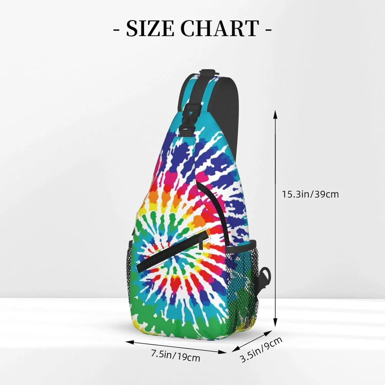 Abstract Rainbow Tie Dye Pattern Chest Bags Crossbody Sling Bag Shoulder Bag Travel Hiking Daypack For Men Women