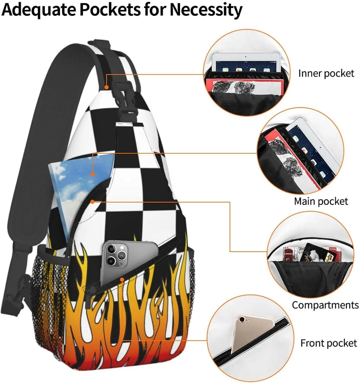 Abstract Rainbow Tie Dye Pattern Chest Bags Crossbody Sling Bag Shoulder Bag Travel Hiking Daypack For Men Women