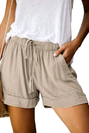 Acelitt Women Comfy Drawstring Casual Elastic Waist Pocketed Shorts,S-3XL