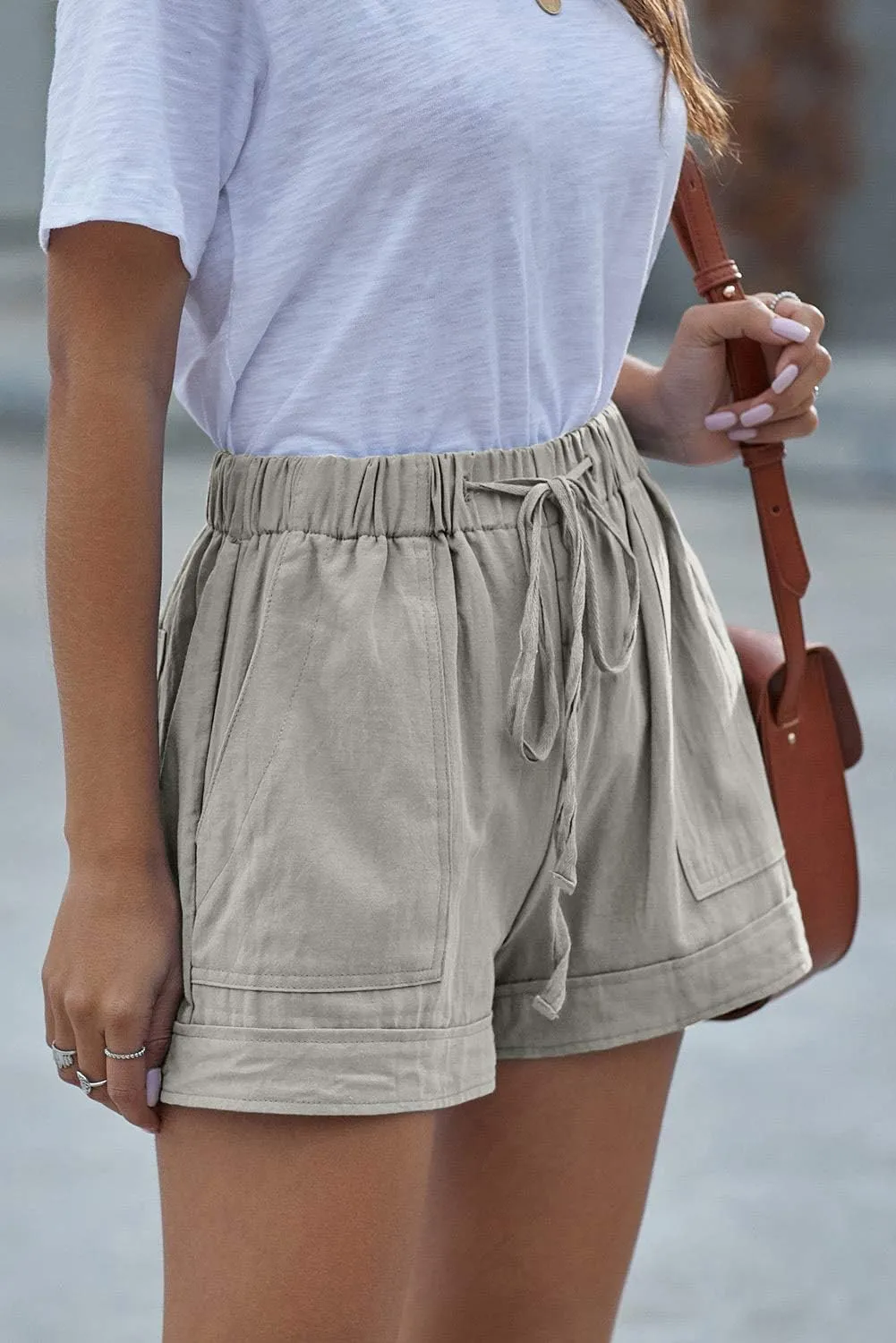 Acelitt Women Comfy Drawstring Casual Elastic Waist Pocketed Shorts,S-3XL