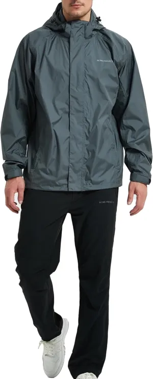 Acme Projects Rain Suit (Jacket   Pants), 100% Waterproof, Breathable, Taped Seam, 10000mm/3000gm, YKK Zipper (as1, alpha, 3x_l, regular, Grey)