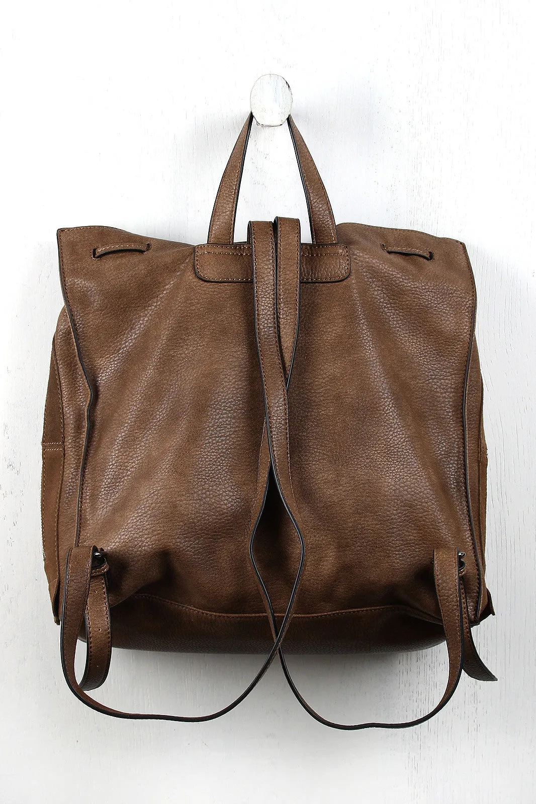 Adaptive And Leather Backpack Final call Boxy Suede Drawstring