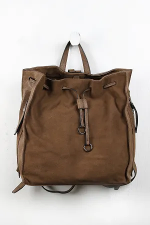 Adaptive And Leather Backpack Final call Boxy Suede Drawstring