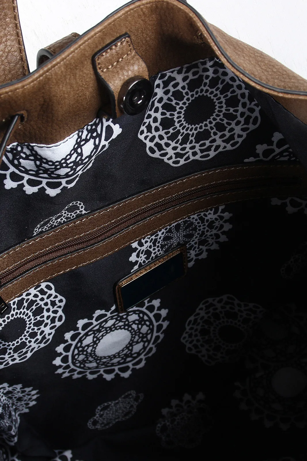 Adaptive And Leather Backpack Final call Boxy Suede Drawstring