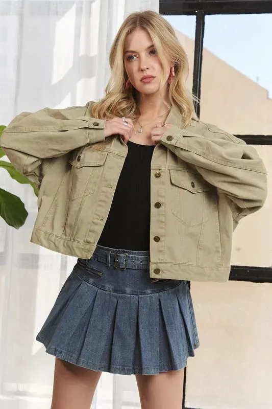 ADORA Canvas Button Up Front Denim Jacket