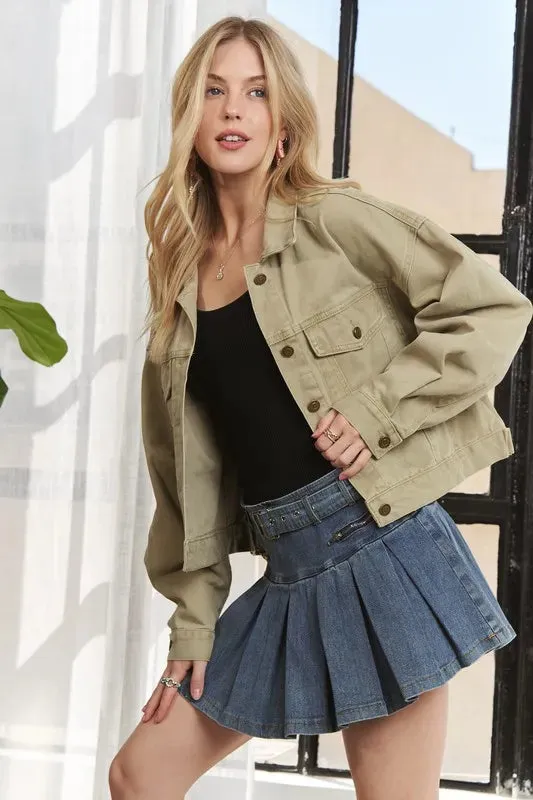 ADORA Canvas Button Up Front Denim Jacket