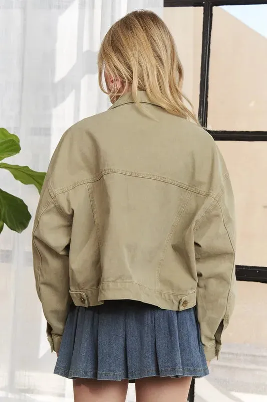 ADORA Canvas Button Up Front Denim Jacket