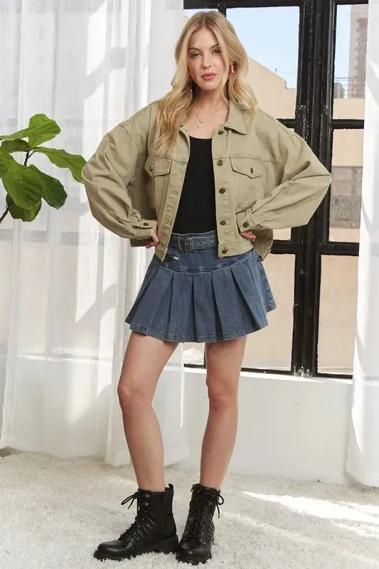 ADORA Canvas Button Up Front Denim Jacket