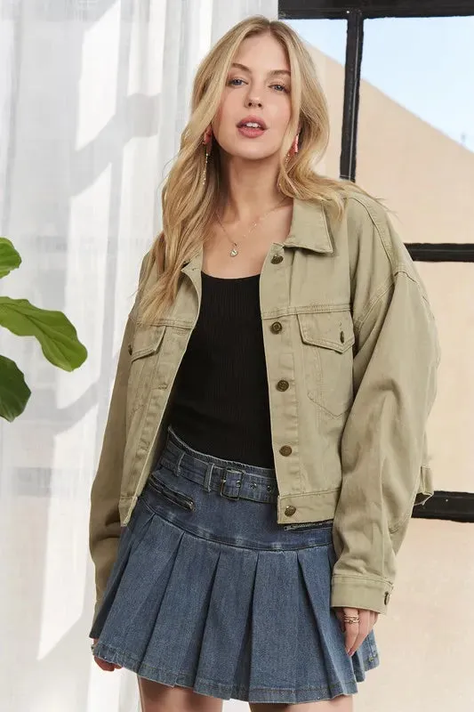 ADORA Canvas Button Up Front Denim Jacket
