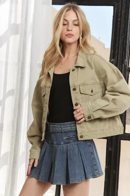 ADORA Canvas Button Up Front Denim Jacket
