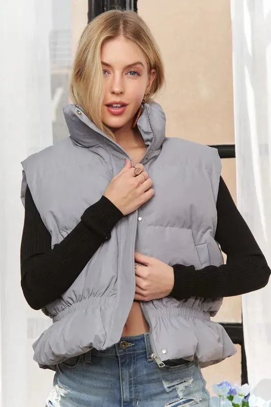 ADORA Puffer Vest with Cinched Waist