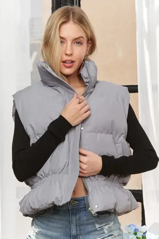 ADORA Puffer Vest with Cinched Waist