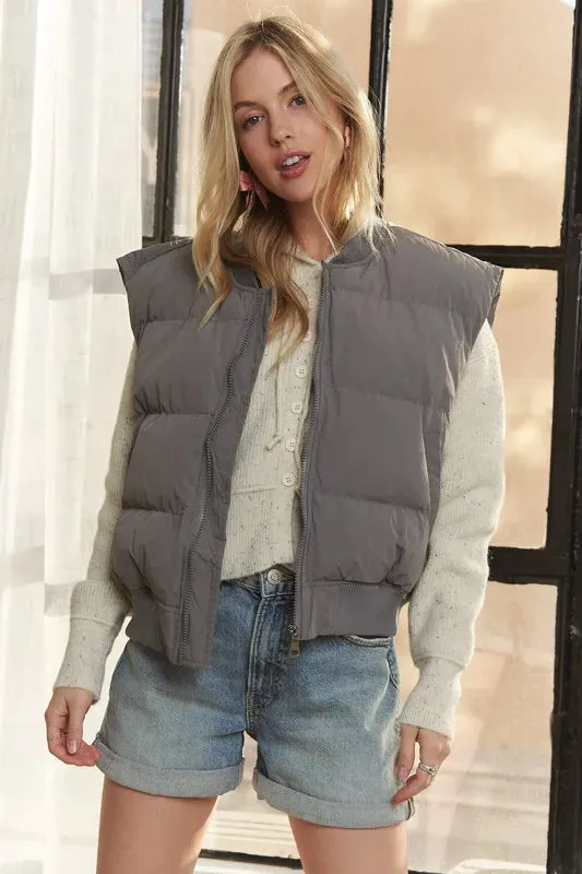 ADORA Puffer Zip-Up Front Vest Jacket
