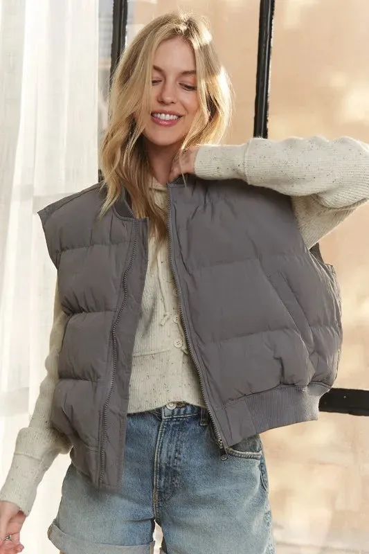 ADORA Puffer Zip-Up Front Vest Jacket