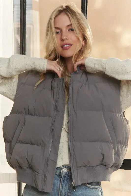 ADORA Puffer Zip-Up Front Vest Jacket