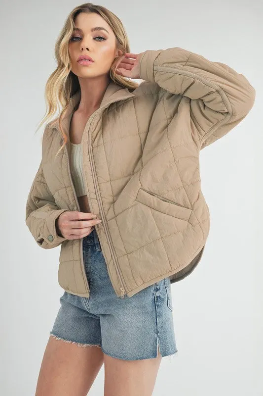 Aemi   Co Quilted Zip Up Puffer Jacket