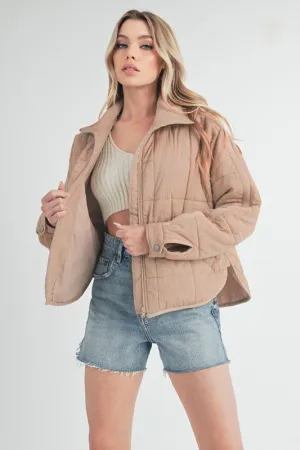 Aemi   Co Quilted Zip Up Puffer Jacket
