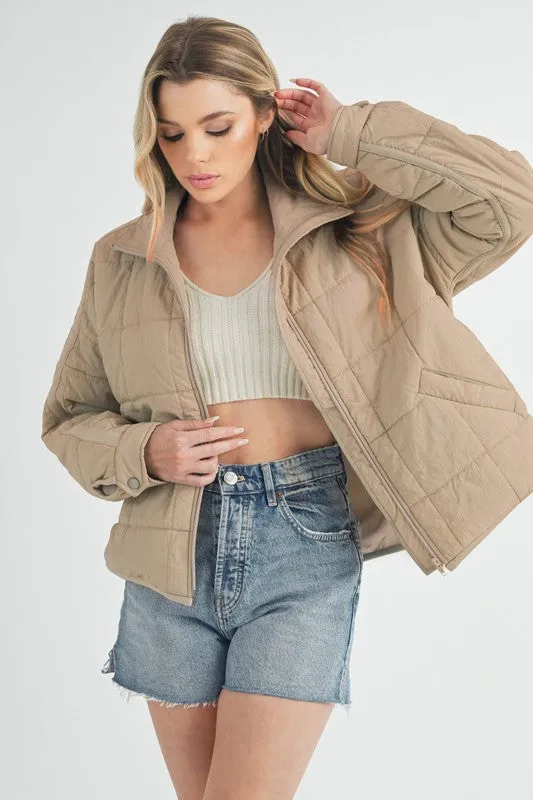 Aemi   Co Quilted Zip Up Puffer Jacket