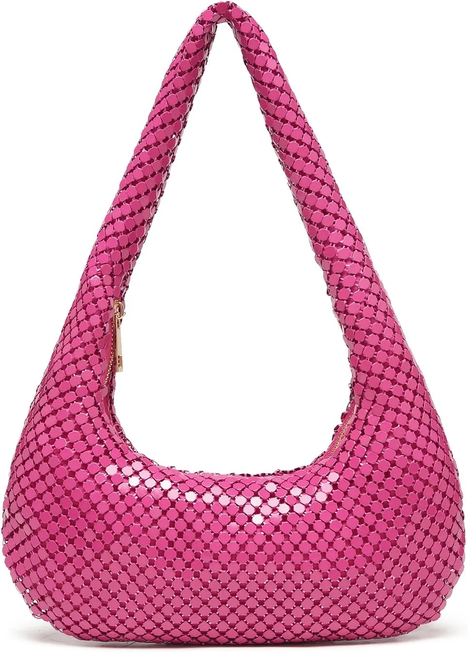 Afashor Womens Metallic Evening Bag Cute Hobo Handbag Fashion Shiny Moon-shaped Shoulder Purse