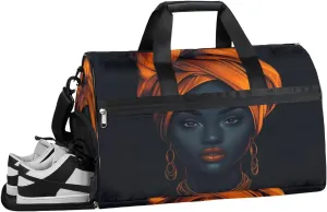 African American Sport Gym Bag for Women with Shoes Compartment & Wet Pocket, Travel Duffel Bag Sport Gym Tote Bags Swimming Yoga Ballet Weekend Overnight Bag Carry on Bag for Airplane(Color 12)