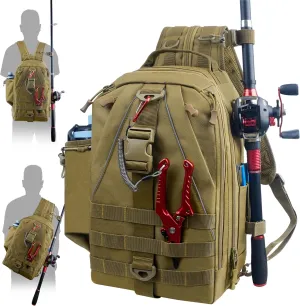 AGOOL Fishing Tackle Backpack with Rod & Gear Holder Fishing Tackle Bag Lightweight Waterproof Outdoor Fishing Shoulder Storage Bag for Fishing Hiking Hunting Fishing Gift for Men (Large)