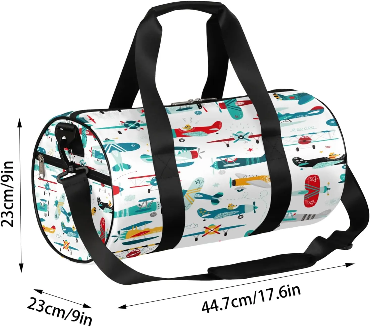 Airplane Print Sports Gym Bag for Men Women Lightweight Travel Duffle Bag with Shoulder Strap Waterproof Carry On Weekender Overnight Bag for Travel Sports Gym